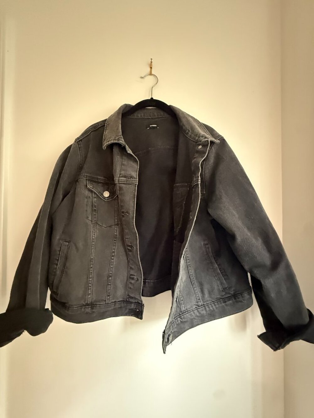 Express LG Black Denim Jean Jacket Layering Essential